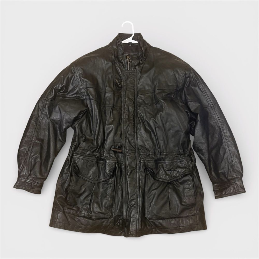Vintage Leather Limited Black Leather Moto Jacket Men XL biker grunge streetwear